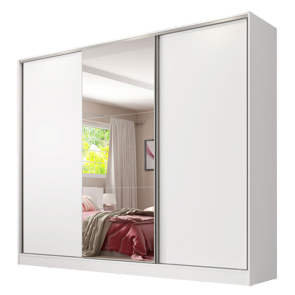 Ropero Madesa Royale 100% MDF con 3 Puertas Corredizas con Espejo Blanco.