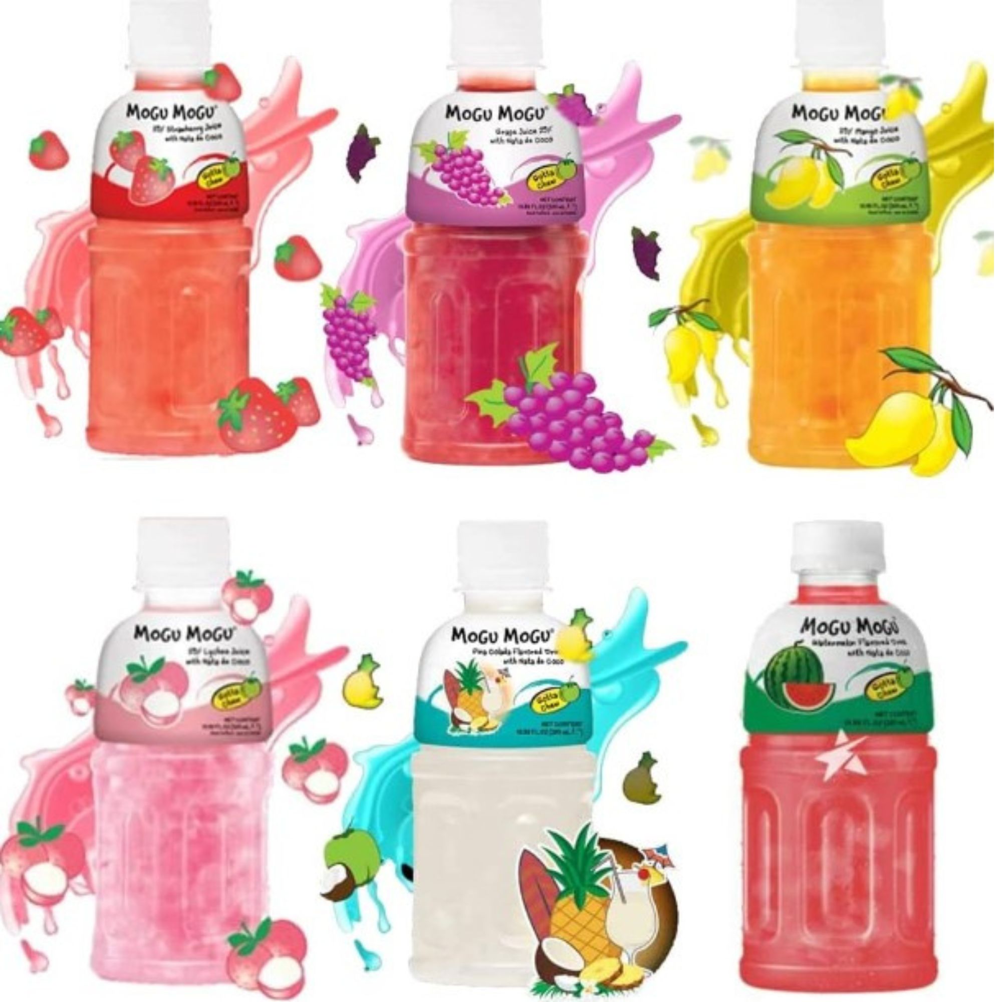 Bebida Japonesa Mogu Mogu Sabor Surtidos Con Nata De Coco 12 Piezas