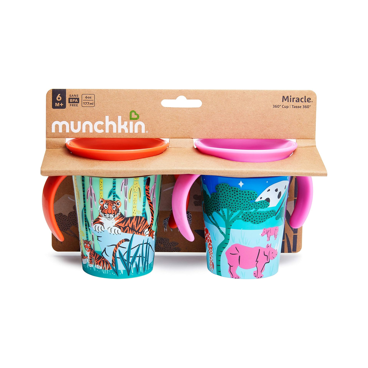 Vaso Miracle 360 Cup Munchkin 6oz Wild Rosa Naranja