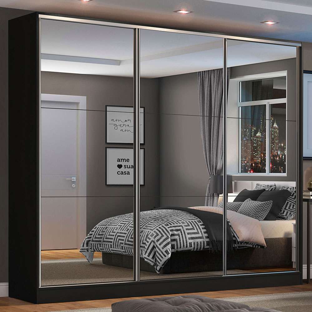 Ropero Closet Madesa Royale 3 Puertas 3 Espejos Negro.