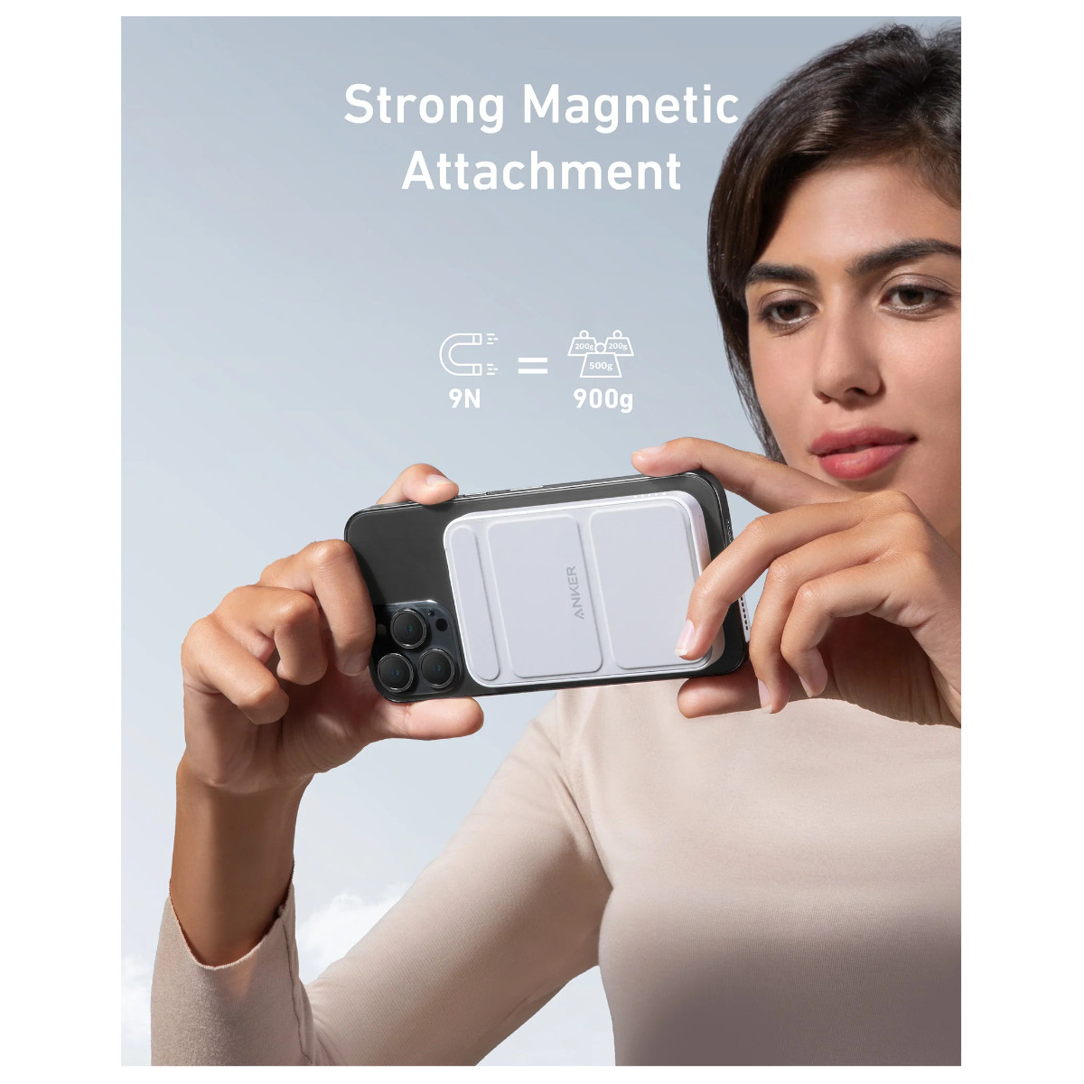 Cargador Batería Portátil ANKER 622 5000mAh magnético y USB C Blanco.