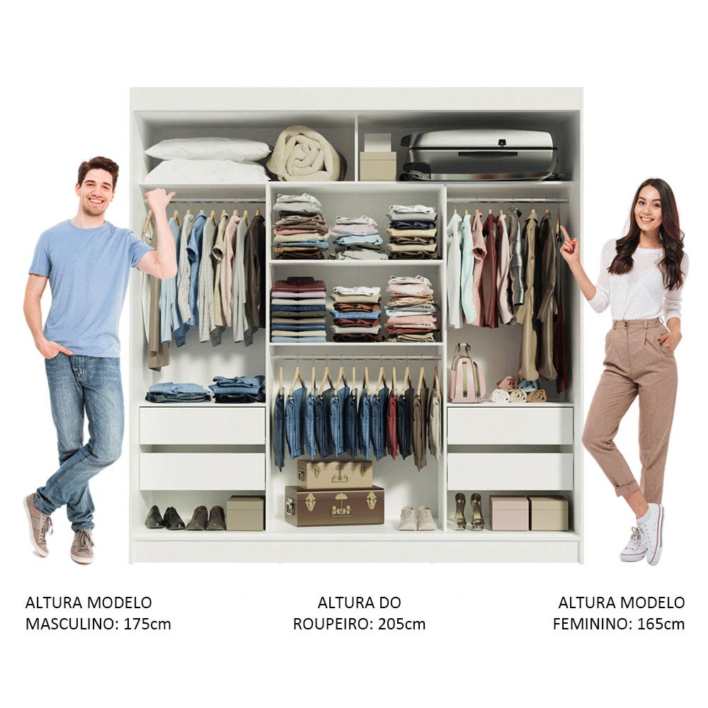 Ropero Closet Reno Madesa con 3 Puertas Corredizas Blanco.