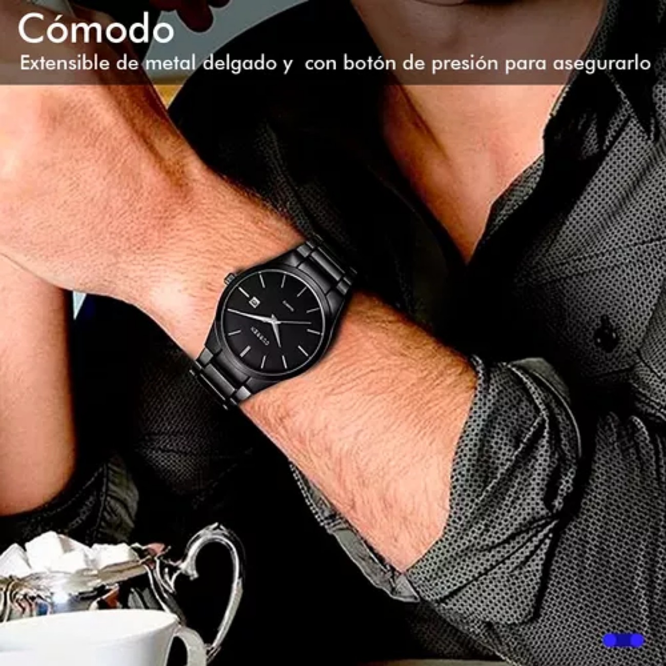 Reloj Curren Hombre Análogo Fechador Cuarzo Acero Ejecutivo Color de la correa Negro