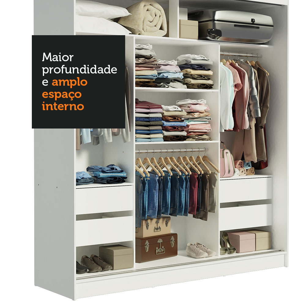 Ropero Closet Reno Madesa con 3 Puertas Corredizas Blanco.