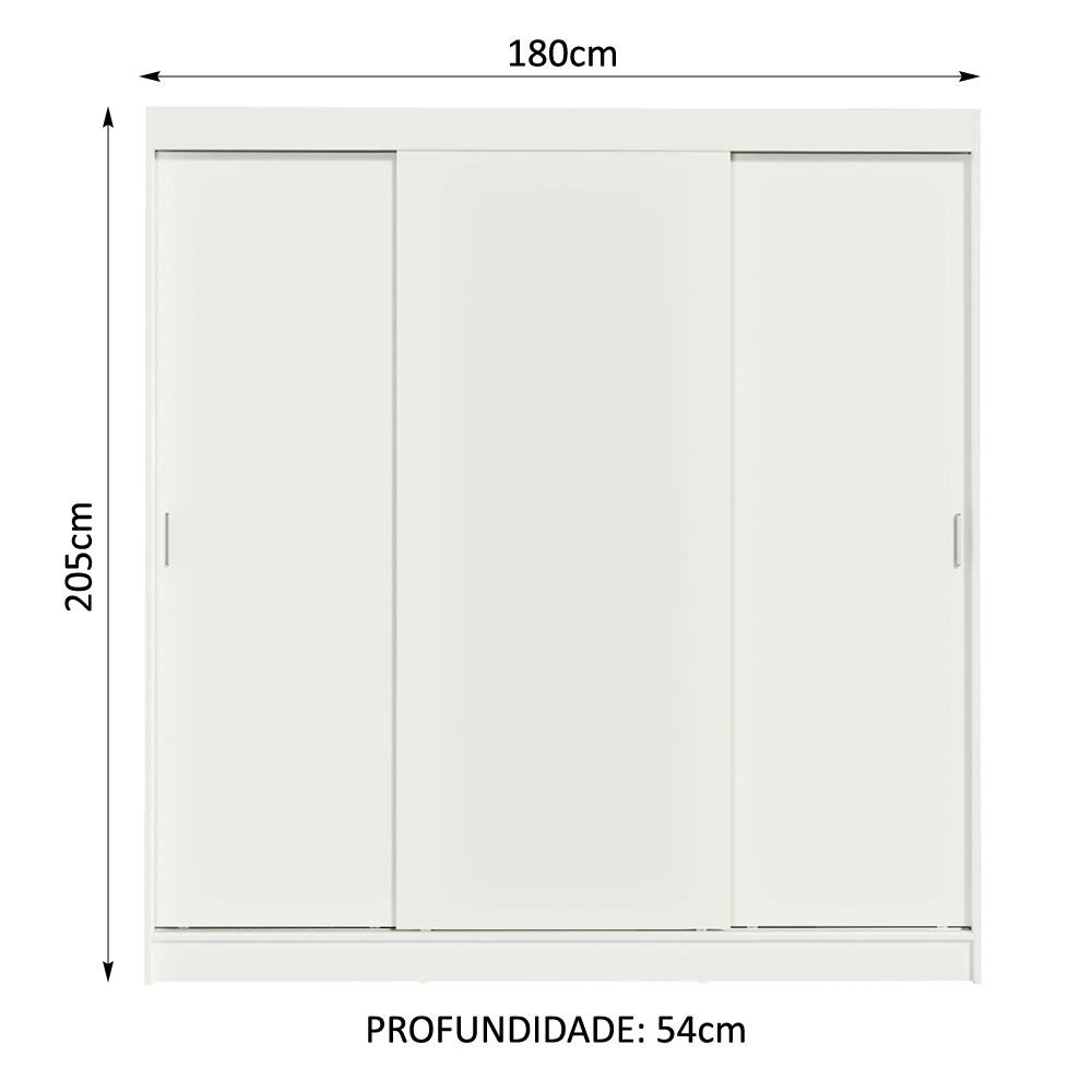 Ropero Closet Reno Madesa con 3 Puertas Corredizas Blanco.