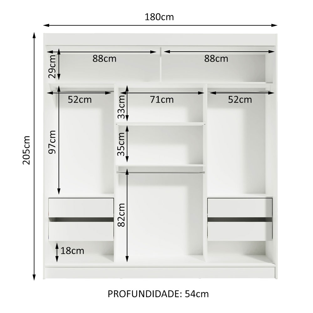 Ropero Closet Reno Madesa con 3 Puertas Corredizas Blanco.