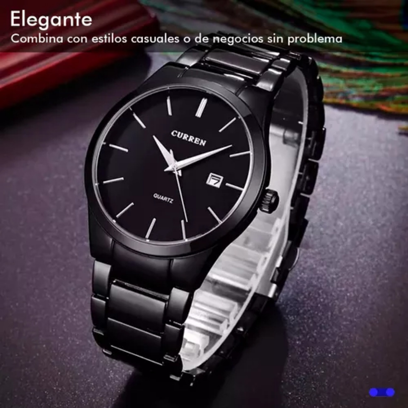 Reloj Curren Hombre Análogo Fechador Cuarzo Acero Ejecutivo Color de la correa Negro