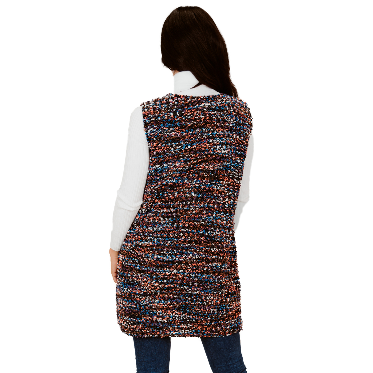Chaleco cuello redondo para mujer en tejido de punto.