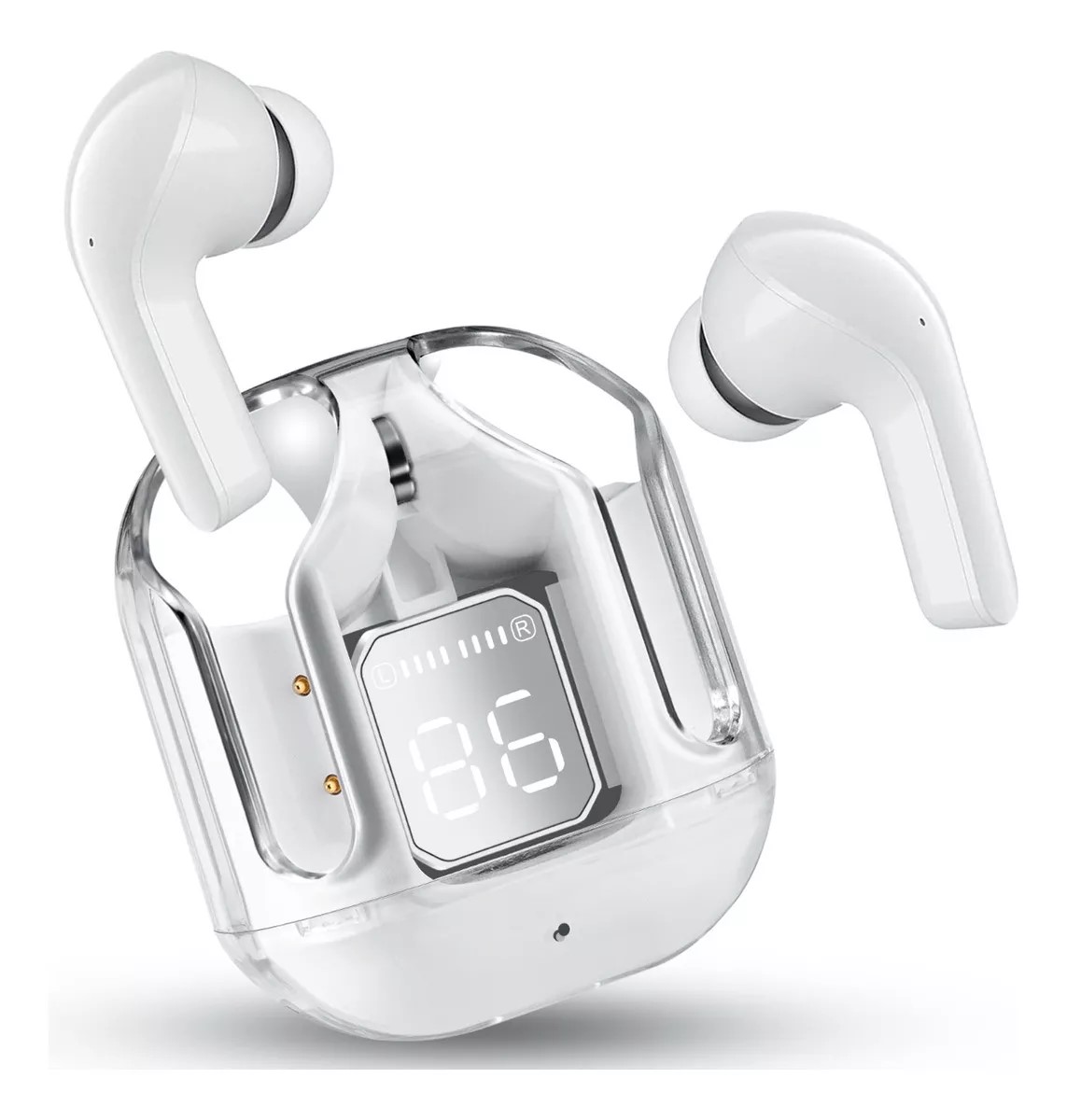 Audífonos Inalámbricos Bluetooth 5.3 Transparente Auriculares Microfono deportivos Música celular.