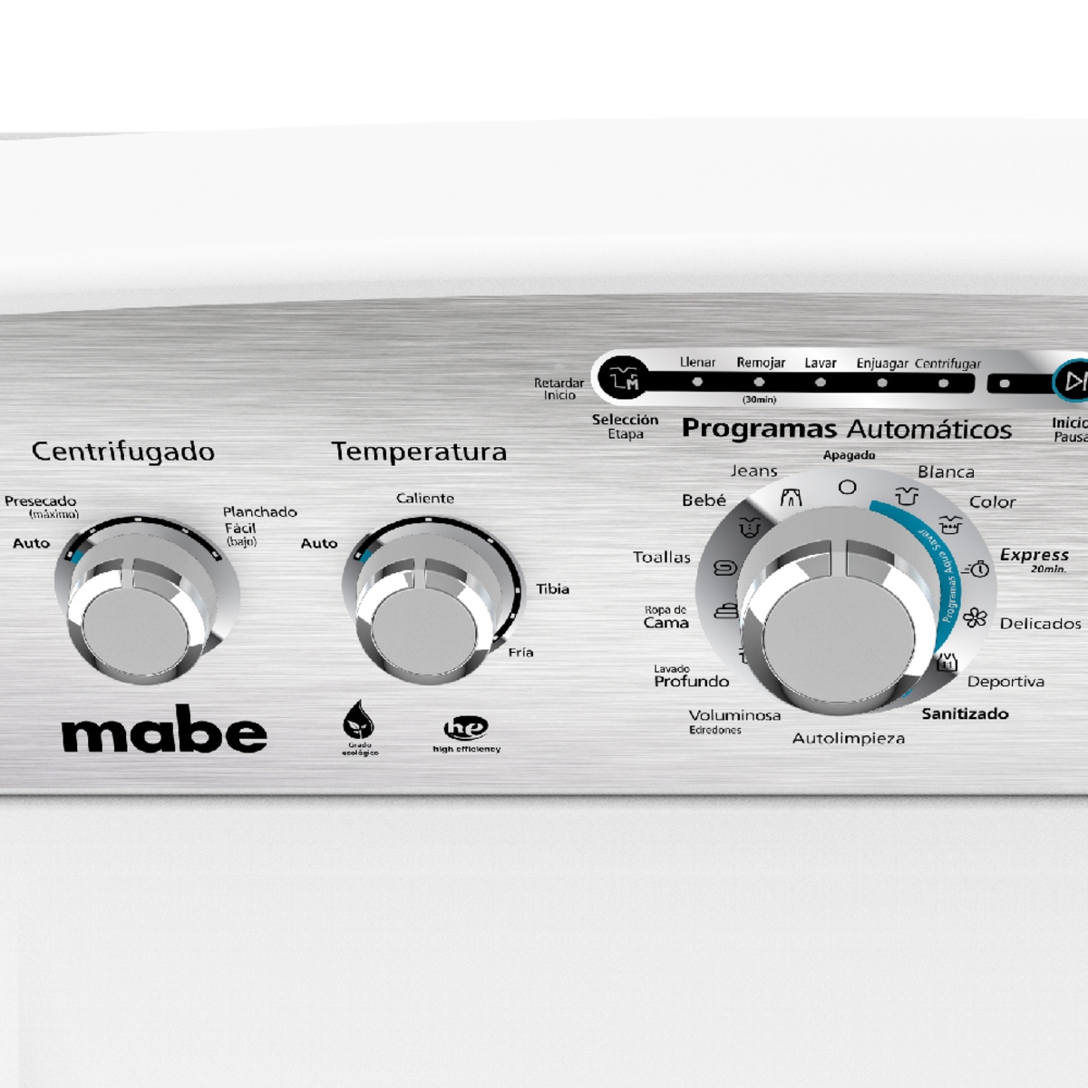 Lavadora Automática MABE LMA72215CBAB 22KG Aqua Saver Green Blanca ORTY.