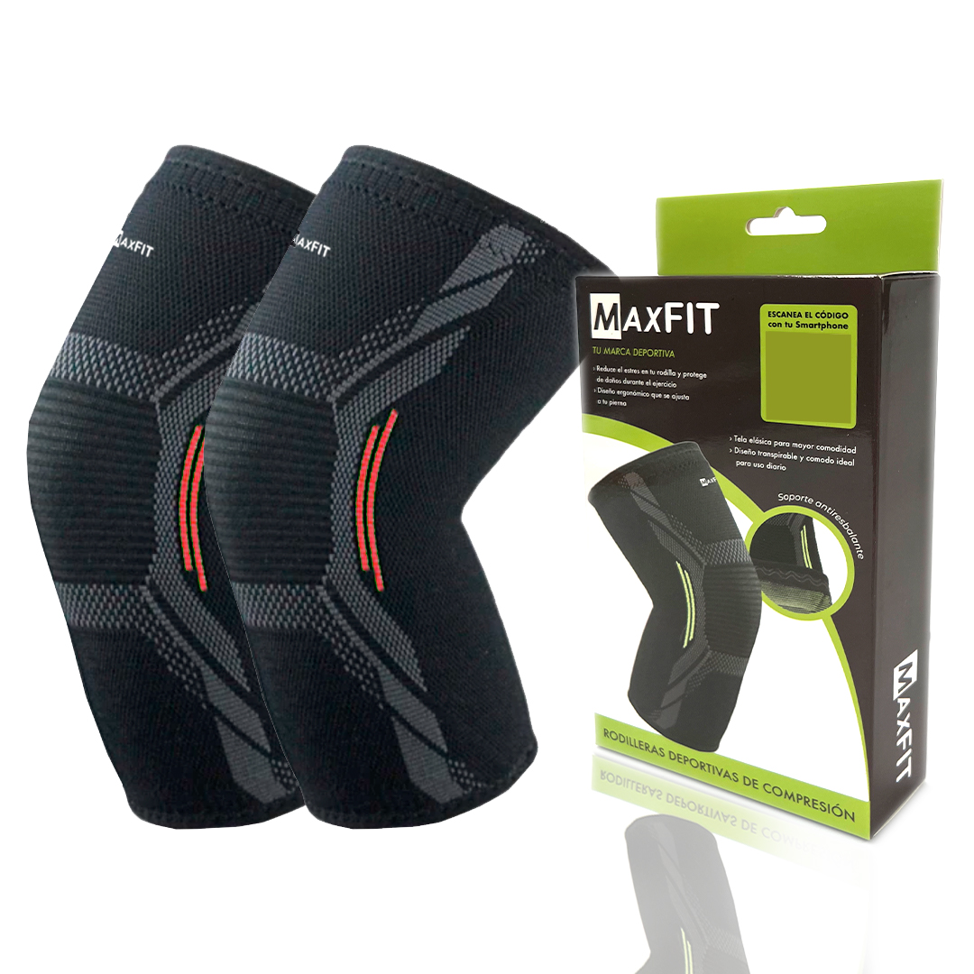 Rodilleras deportivas de compresión marca MAXFIT, para Gimnasia, Crossfit, Correr, Modelo HX909.