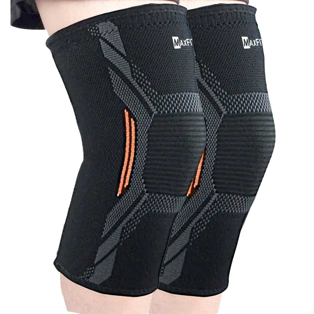 Rodilleras deportivas de compresión marca MAXFIT, para Gimnasia, Crossfit, Correr, Modelo HX909.