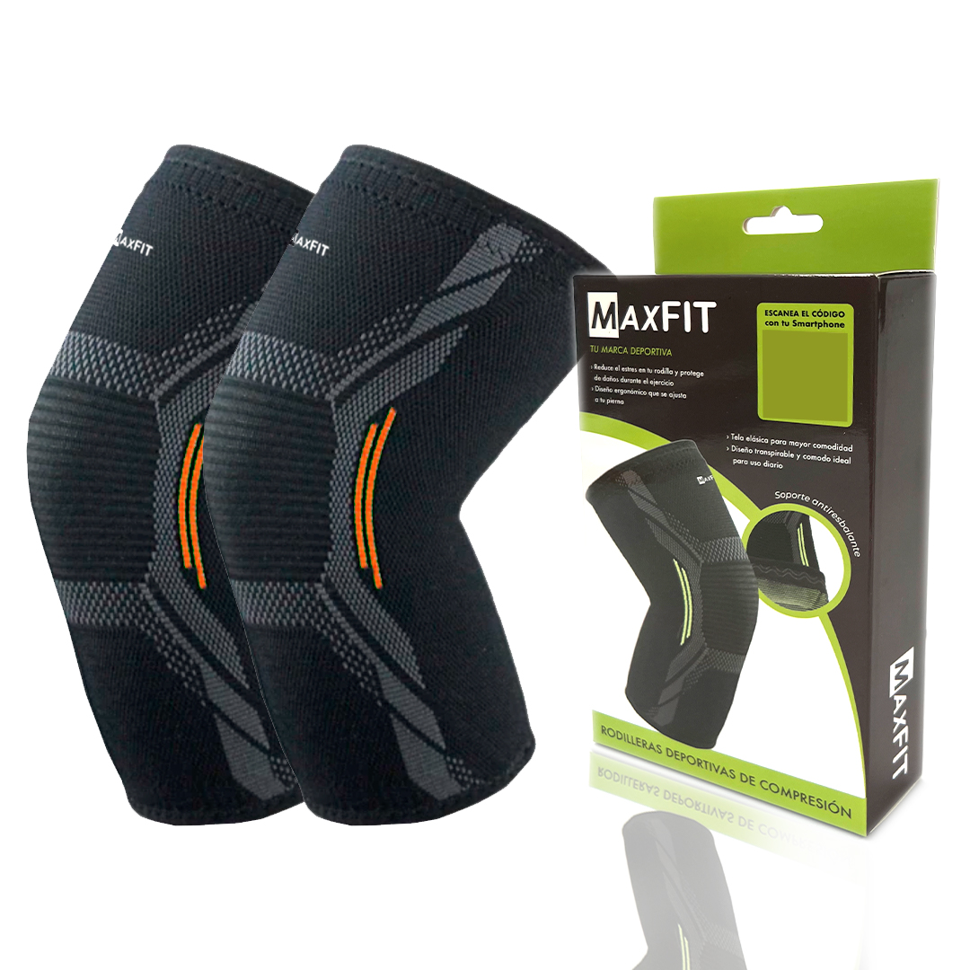 Rodilleras deportivas de compresión marca MAXFIT, para Gimnasia, Crossfit, Correr, Modelo HX909.