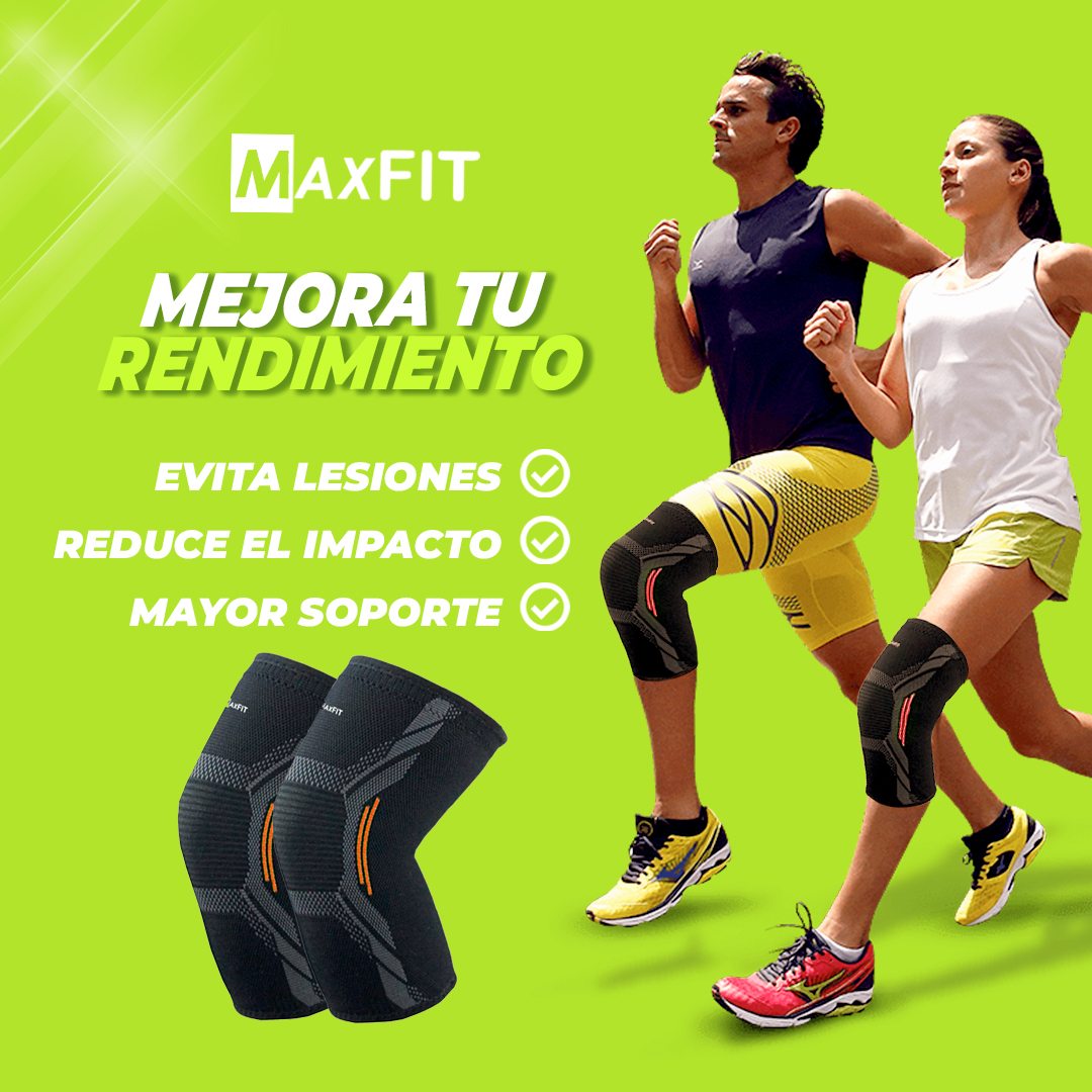 Rodilleras deportivas de compresión marca MAXFIT, para Gimnasia, Crossfit, Correr, Modelo HX909.