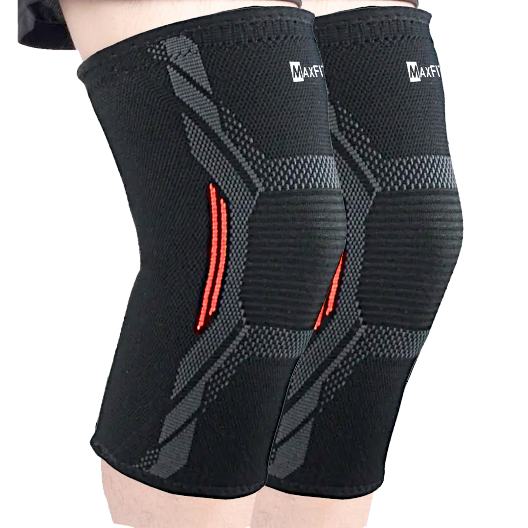 Rodilleras deportivas de compresión marca MAXFIT, para Gimnasia, Crossfit, Correr, Modelo HX909.