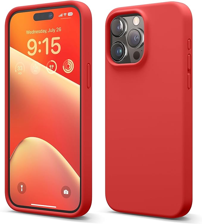 elago Funda Silicona Líquida Compatible con iPhone 15 Pro MAX, Silicona Premium, Funda Protectora Cuerpo Completo [Estructura A Prueba Golpes 4 Capas], Forro Microfibra Suave Antiarañazos (Rojo).