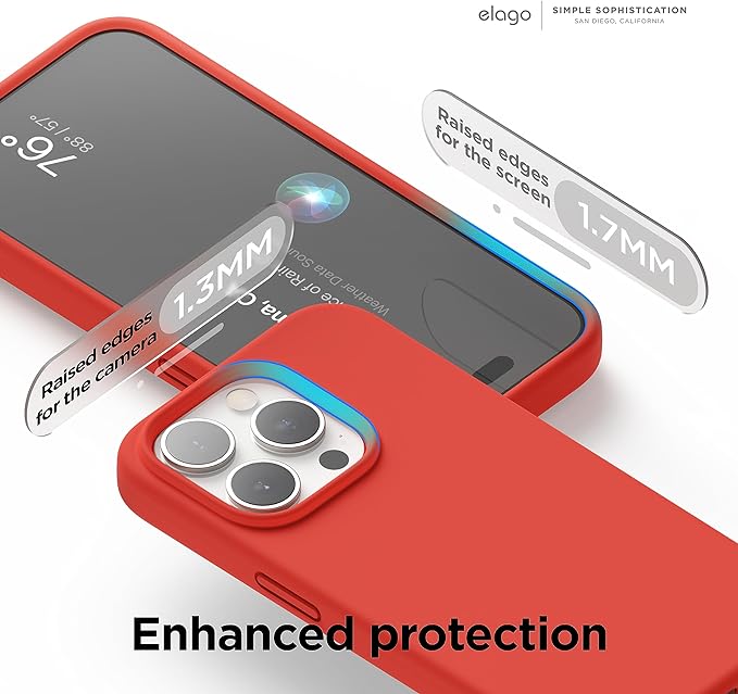 elago Funda Silicona Líquida Compatible con iPhone 15 Pro MAX, Silicona Premium, Funda Protectora Cuerpo Completo [Estructura A Prueba Golpes 4 Capas], Forro Microfibra Suave Antiarañazos (Rojo).