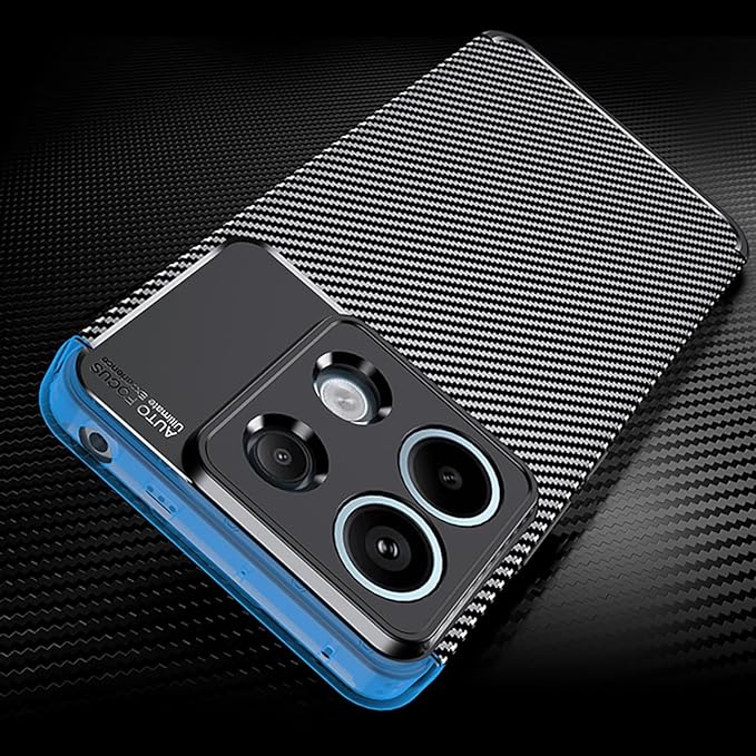 QWYJ Funda for Xiaomi Poco X6 5G y Redmi Note 13 Pro 5G Case Protectora de TPU,Suave Matte Ligero Amortiguador Duradero Avanzado Textura de Fibra de Carbono Carcasa (Negro).