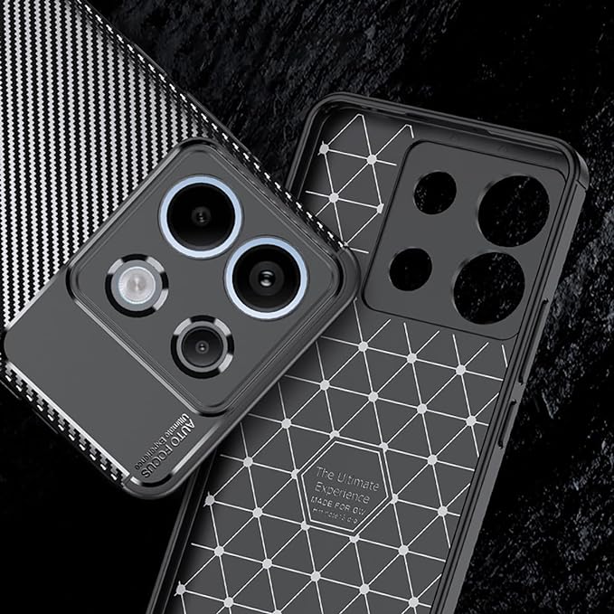QWYJ Funda for Xiaomi Poco X6 5G y Redmi Note 13 Pro 5G Case Protectora de TPU,Suave Matte Ligero Amortiguador Duradero Avanzado Textura de Fibra de Carbono Carcasa (Negro).