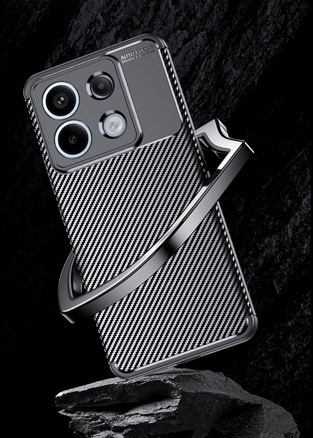 QWYJ Funda for Xiaomi Poco X6 5G y Redmi Note 13 Pro 5G Case Protectora de TPU,Suave Matte Ligero Amortiguador Duradero Avanzado Textura de Fibra de Carbono Carcasa (Negro).