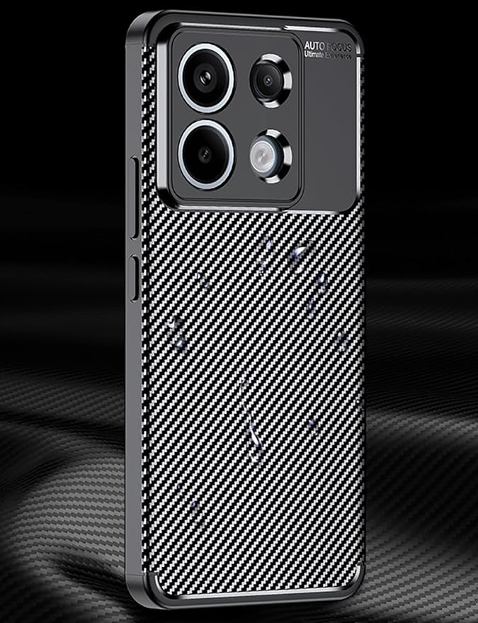 QWYJ Funda for Xiaomi Poco X6 5G y Redmi Note 13 Pro 5G Case Protectora de TPU,Suave Matte Ligero Amortiguador Duradero Avanzado Textura de Fibra de Carbono Carcasa (Negro).