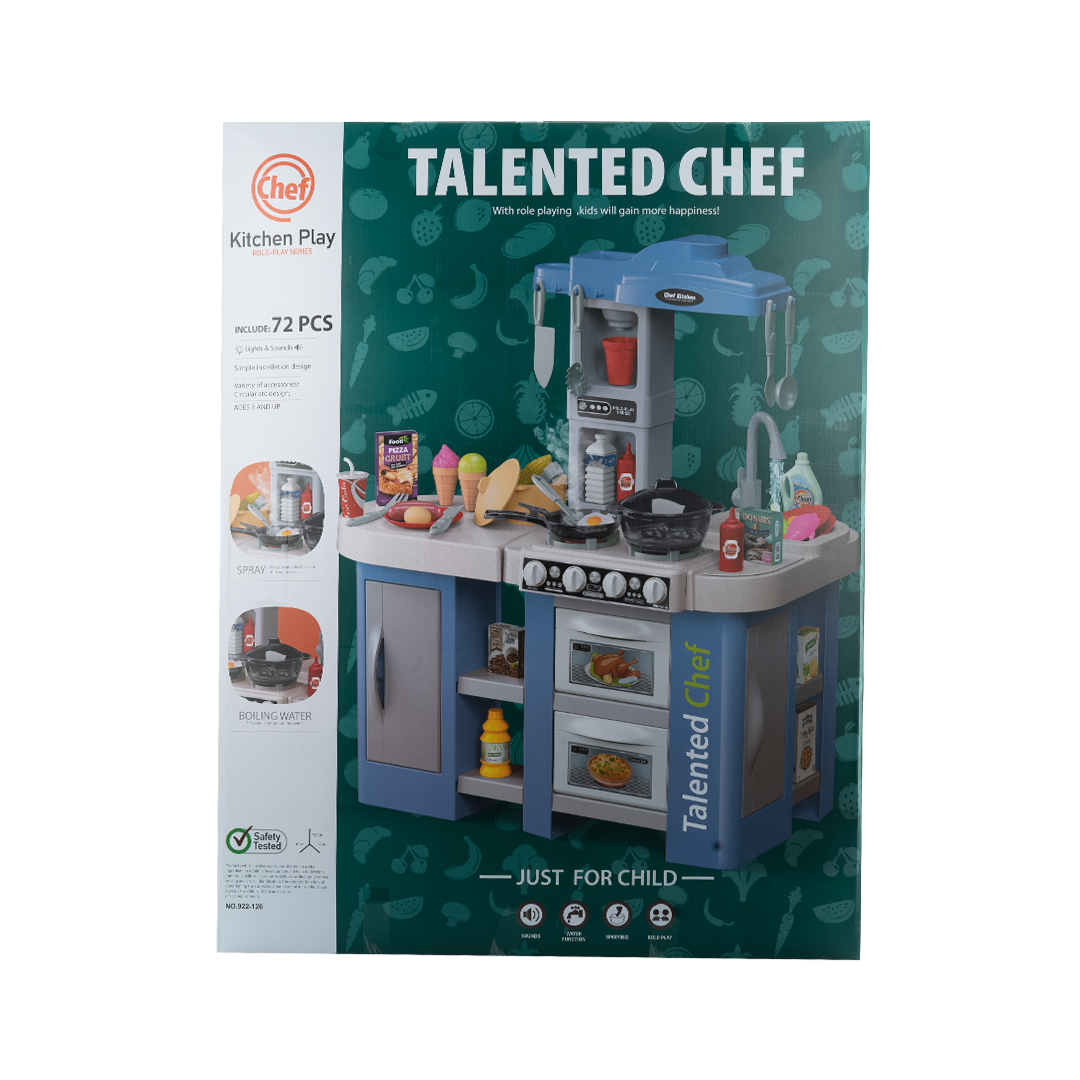 Cocinita Talented Chef 922-126 Azul con Luz y Sonido 72 pz.