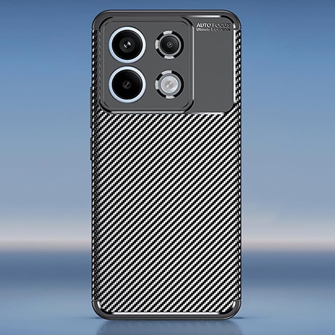 QWYJ Funda for Xiaomi Poco X6 5G y Redmi Note 13 Pro 5G Case Protectora de TPU,Suave Matte Ligero Amortiguador Duradero Avanzado Textura de Fibra de Carbono Carcasa (Negro).