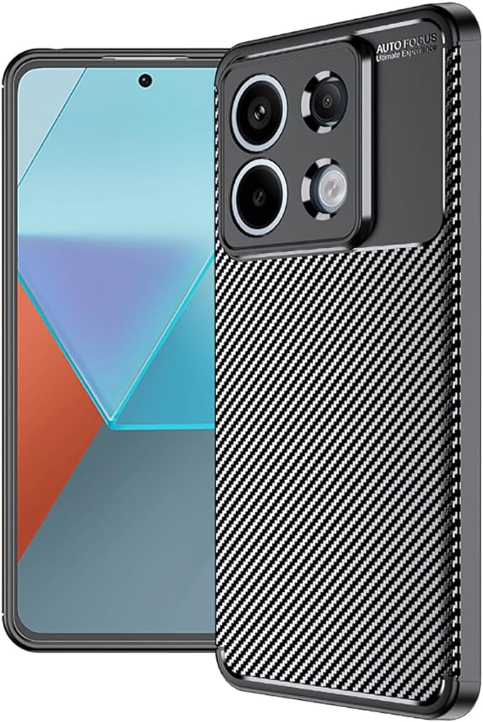 QWYJ Funda for Xiaomi Poco X6 5G y Redmi Note 13 Pro 5G Case Protectora de TPU,Suave Matte Ligero Amortiguador Duradero Avanzado Textura de Fibra de Carbono Carcasa (Negro)