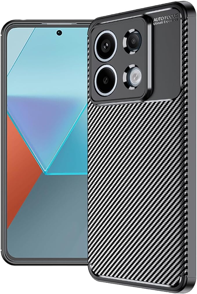 QWYJ Funda for Xiaomi Poco X6 5G y Redmi Note 13 Pro 5G Case Protectora de TPU,Suave Matte Ligero Amortiguador Duradero Avanzado Textura de Fibra de Carbono Carcasa (Negro).