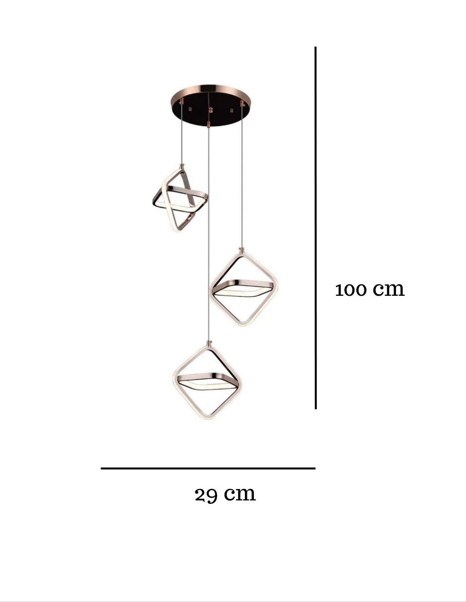 Lampara Colgante 3 Luces Cobre