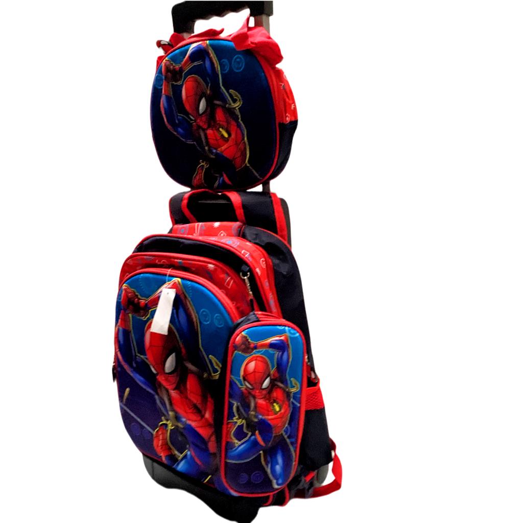 Mochila 3D, Carrito Desmontable, 3 En 1, Lonchera Térmica, Estuche, Niños, Paw Patrol, Spiderman, Dragon Ball, Sonic, Capitán América
