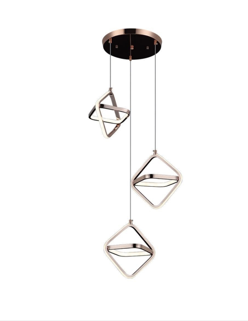 Lampara Colgante 3 Luces Cobre