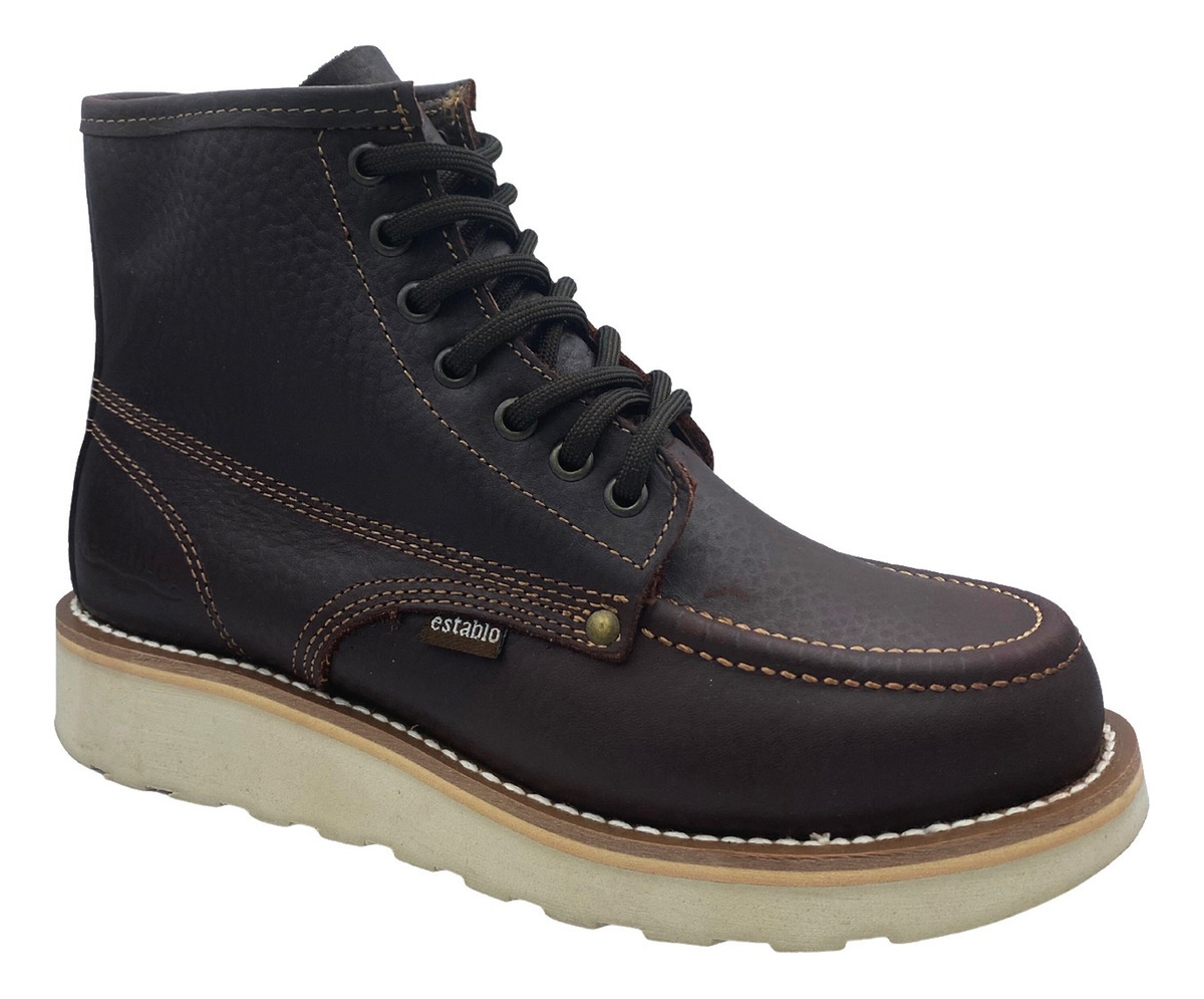 Bota Botín De Trabajo Establo 518 De Piel Color Shedron.