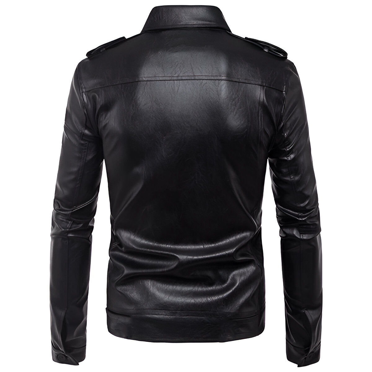 Chamarra De Piel Rockera Hombre Cuello Camisa Biker Slim D2.