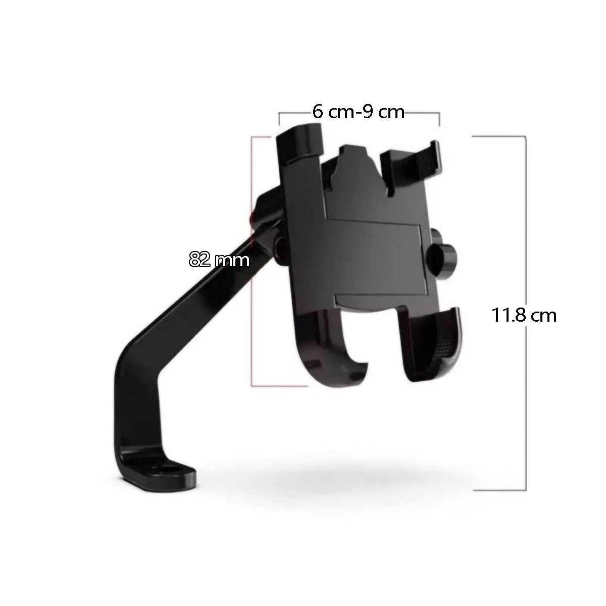 Soporte Expandible Lateral Metálico Celular Espejo Motocicleta Negro.