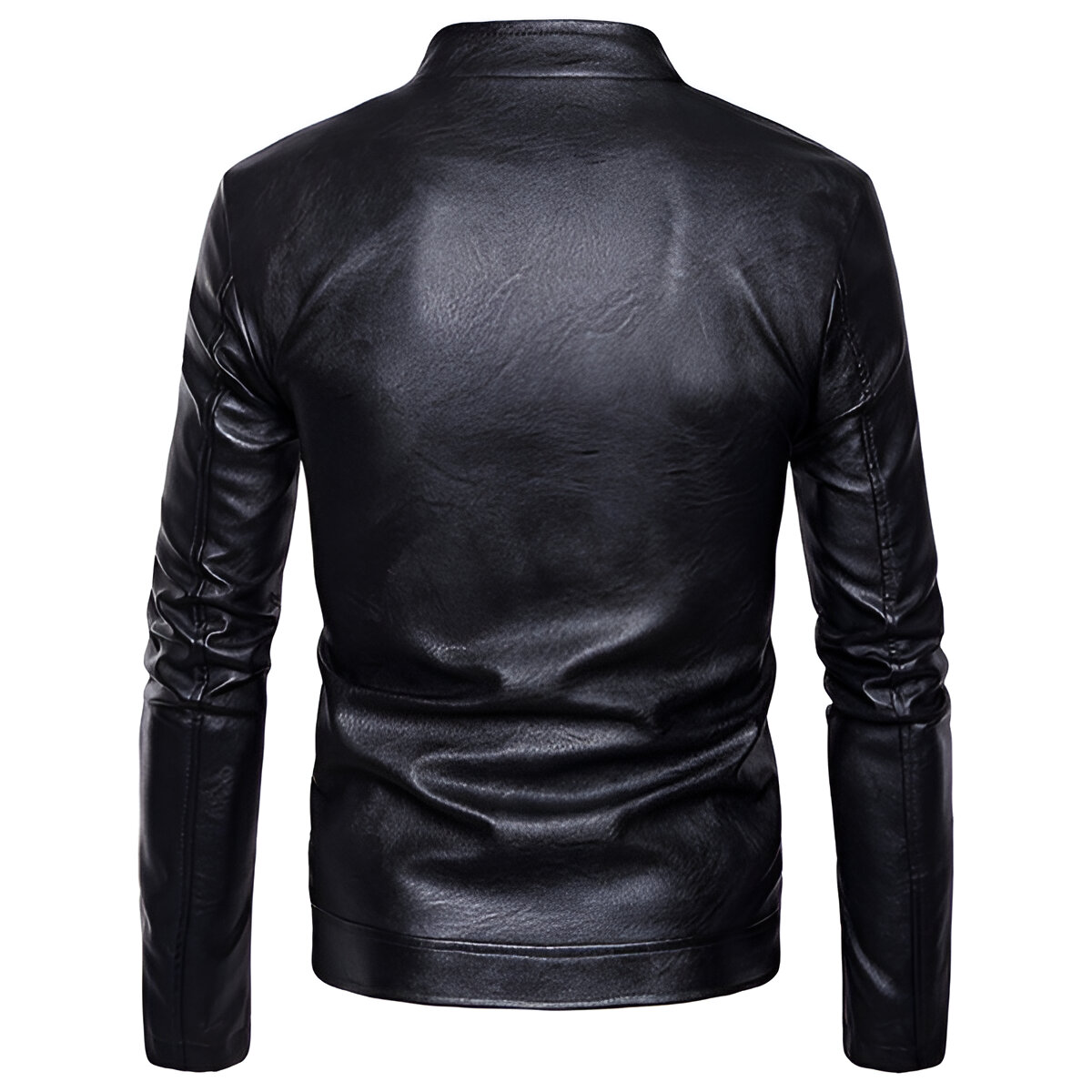 Chamarra De Piel Rockera Hombre Biker Cuello Alto Cinta D3.