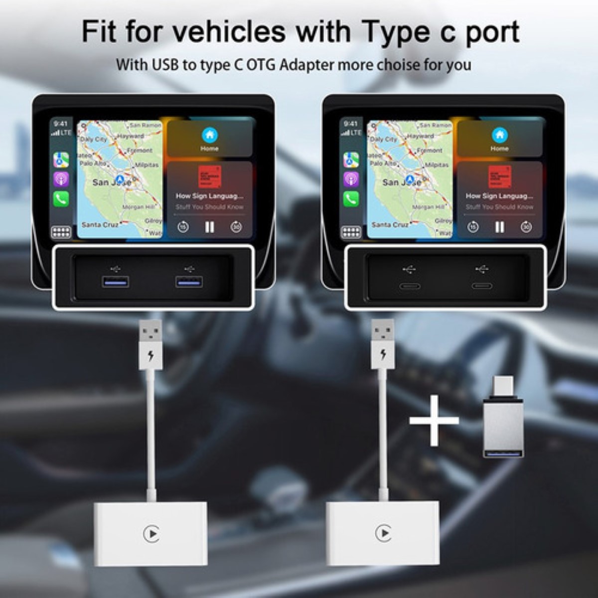 "Adaptador Carplay Inálambrico Wireless Plug Play Para iPhone blanco  "