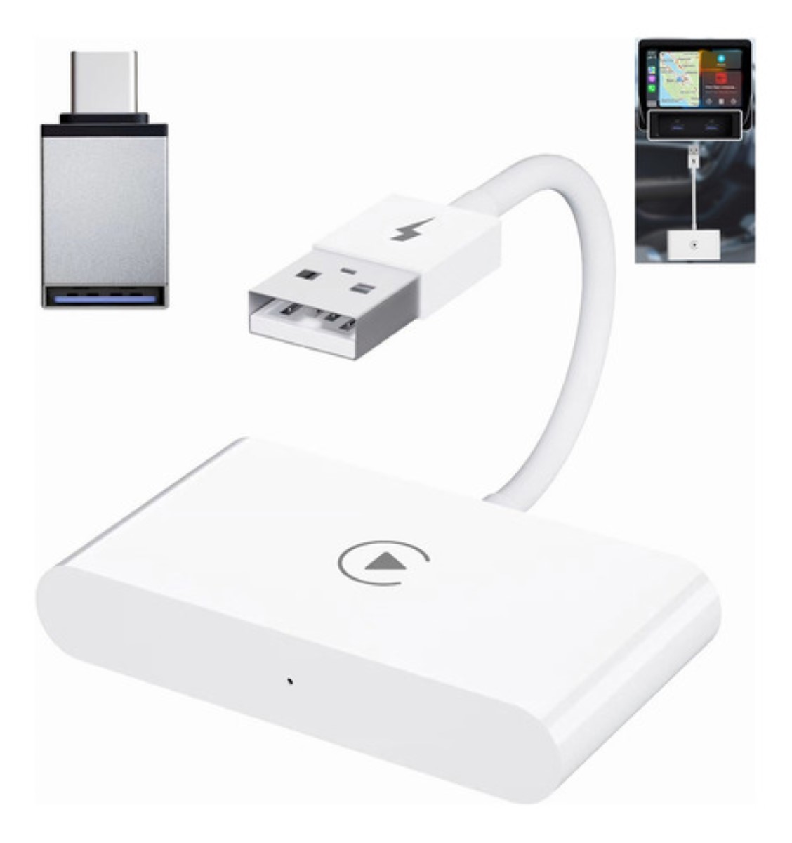 "Adaptador Carplay Inálambrico Wireless Plug Play Para iPhone blanco  "