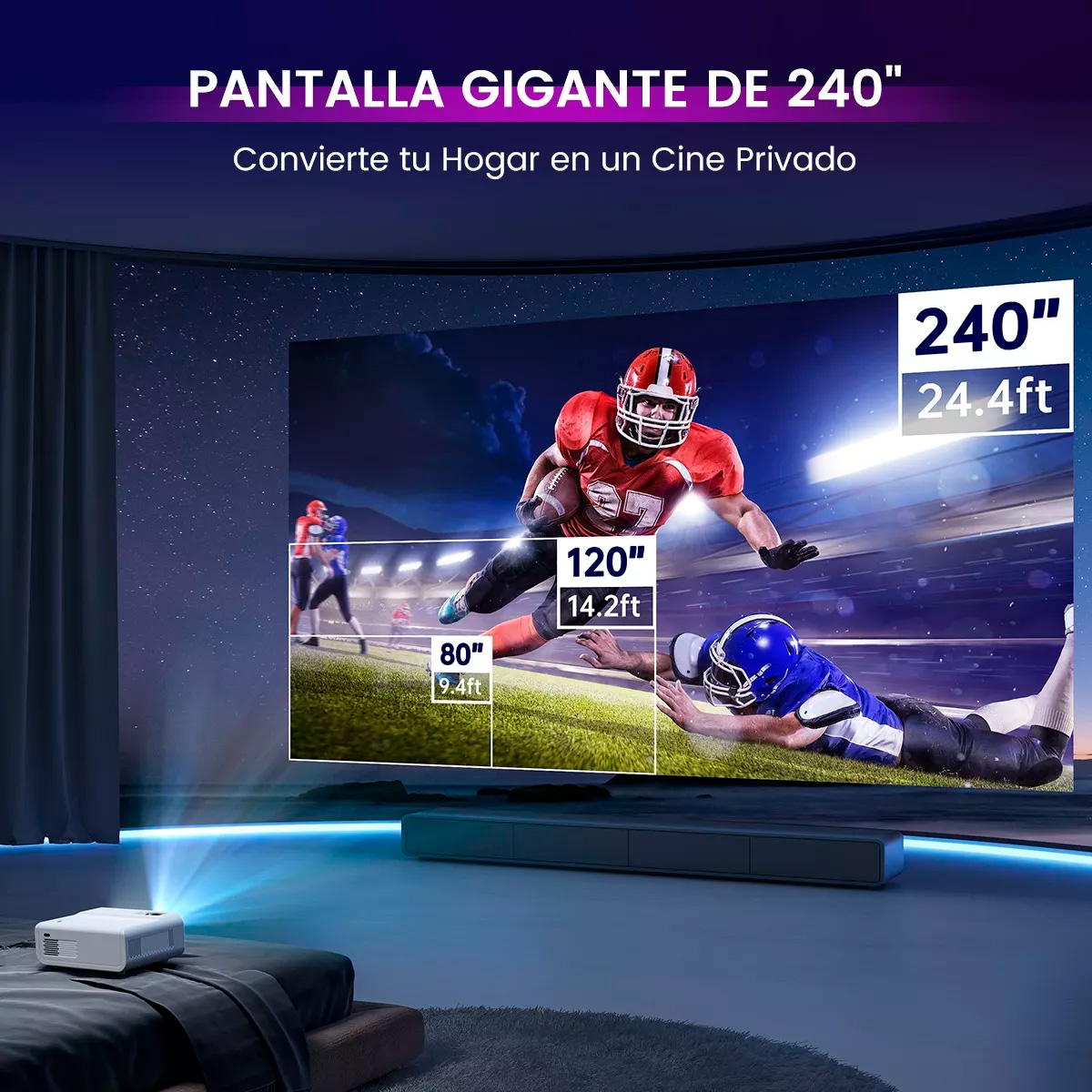 Combo Proyector Portatil con Wifi Android Led 13000 lm White + Alexa