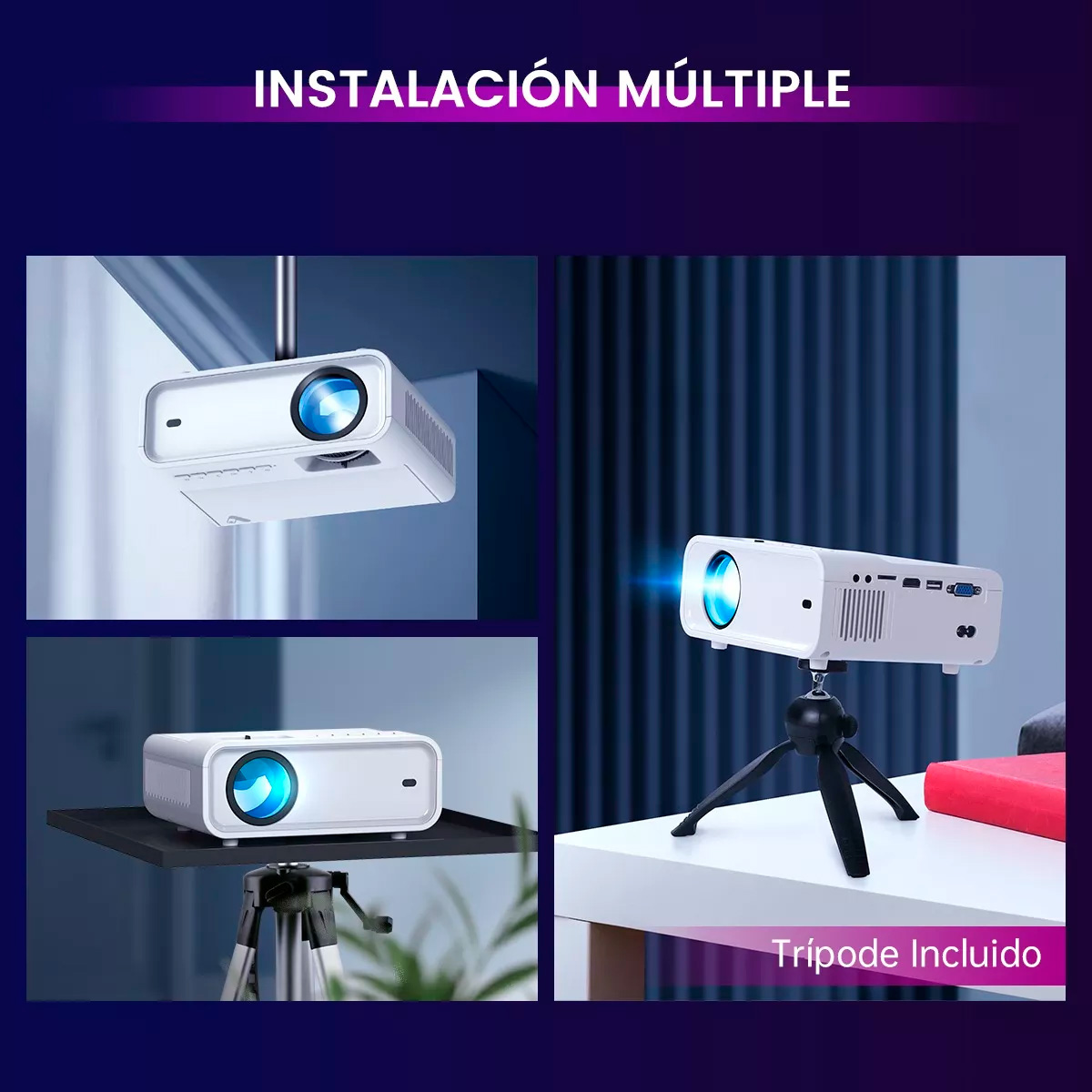Combo Proyector Portatil con Wifi Android Led 13000 lm White + Alexa