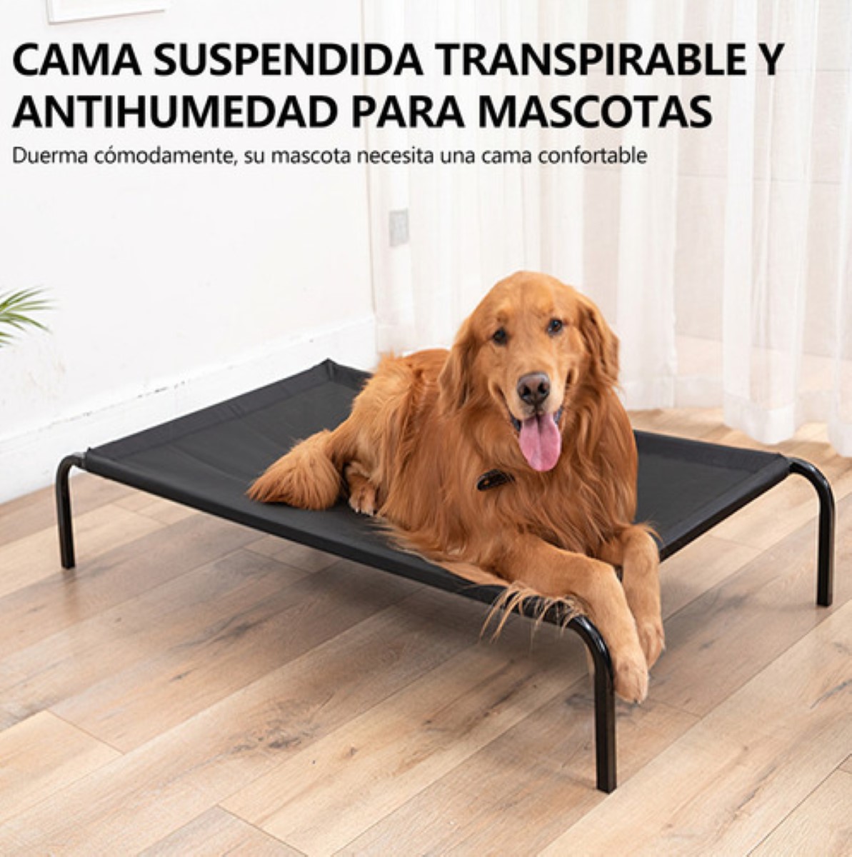 "Cama Elevada Para Perro Cuna Portátil Para Mascotas Grande color negro ".