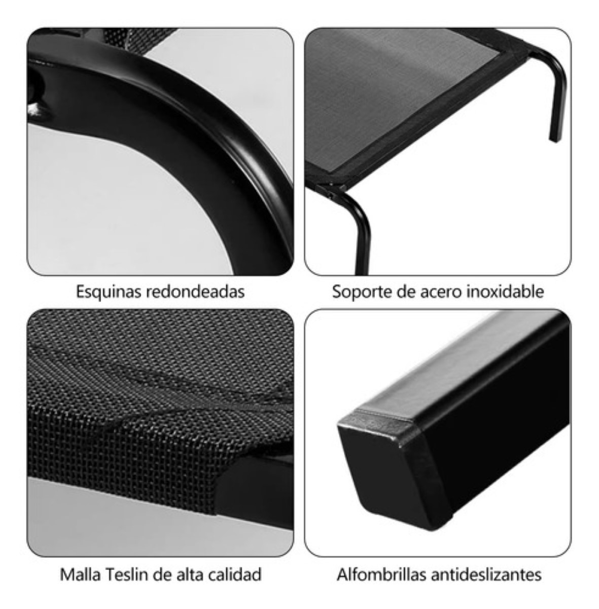 "Cama Elevada Para Perro Cuna Portátil Para Mascotas Grande color negro ".