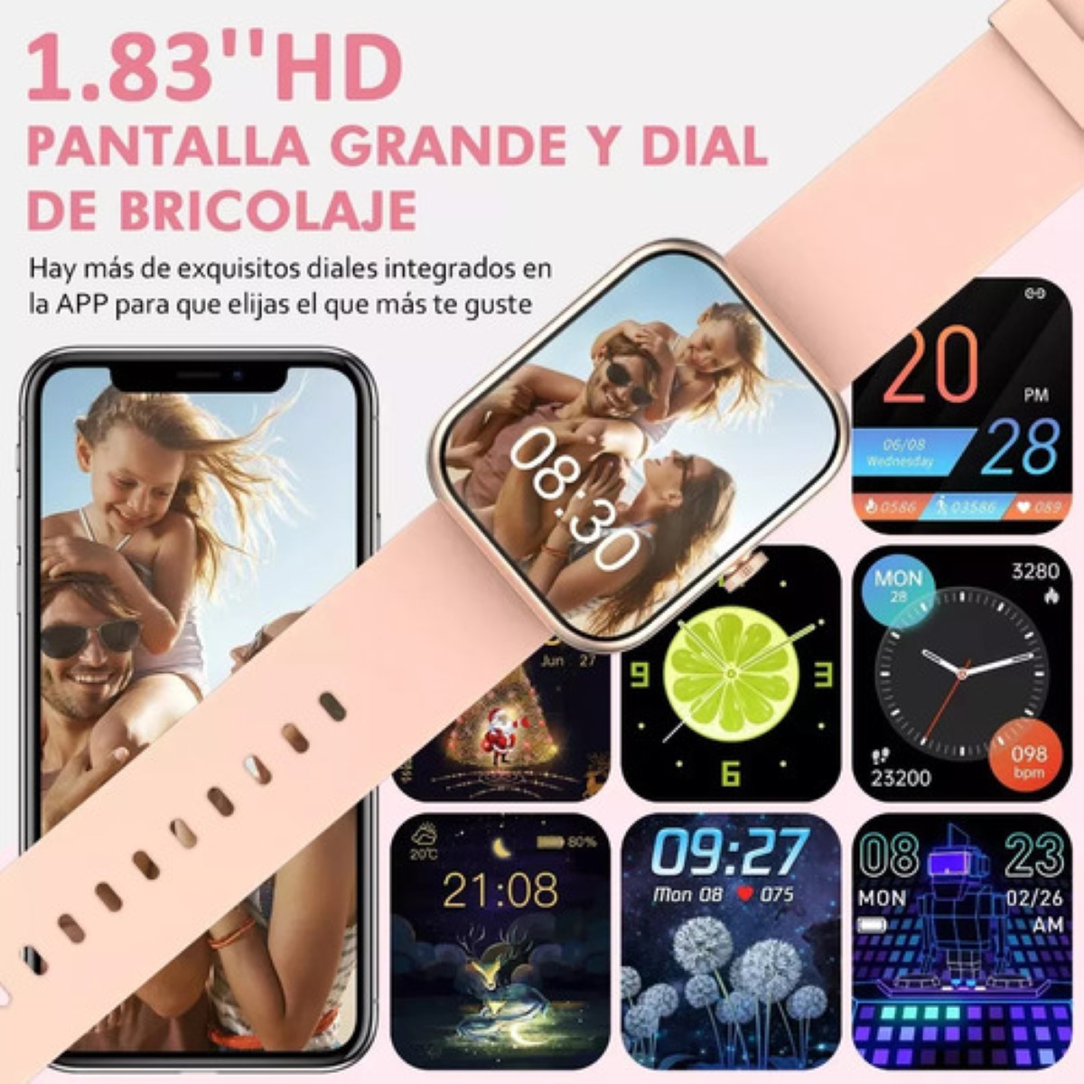Smartwatch Bluetooth Llamada ,reloj Inteligente rosa