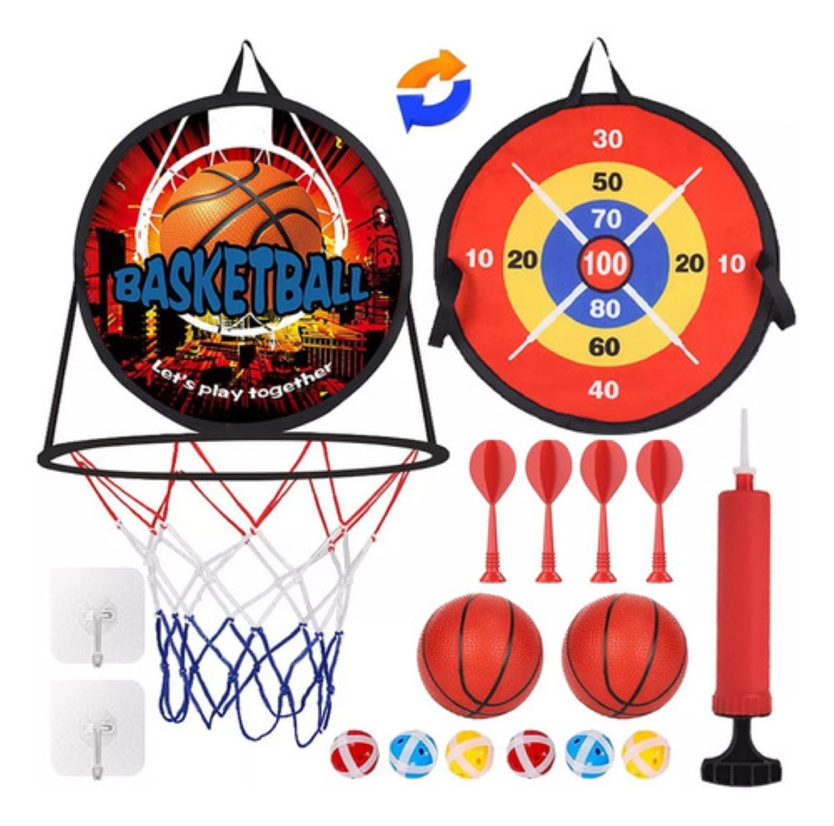 "Mini Canastas De Basketball Para Niños Con Juego De Dardos ".