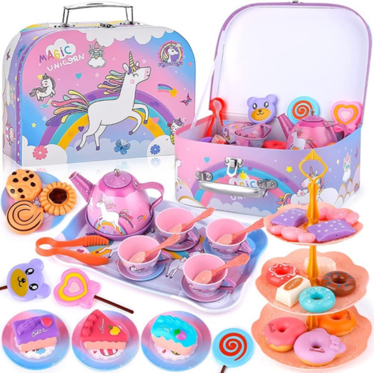 "Juguete De Cocina Juego De Té Para Niños Fiesta Del Té Niñas unicornio morado ".