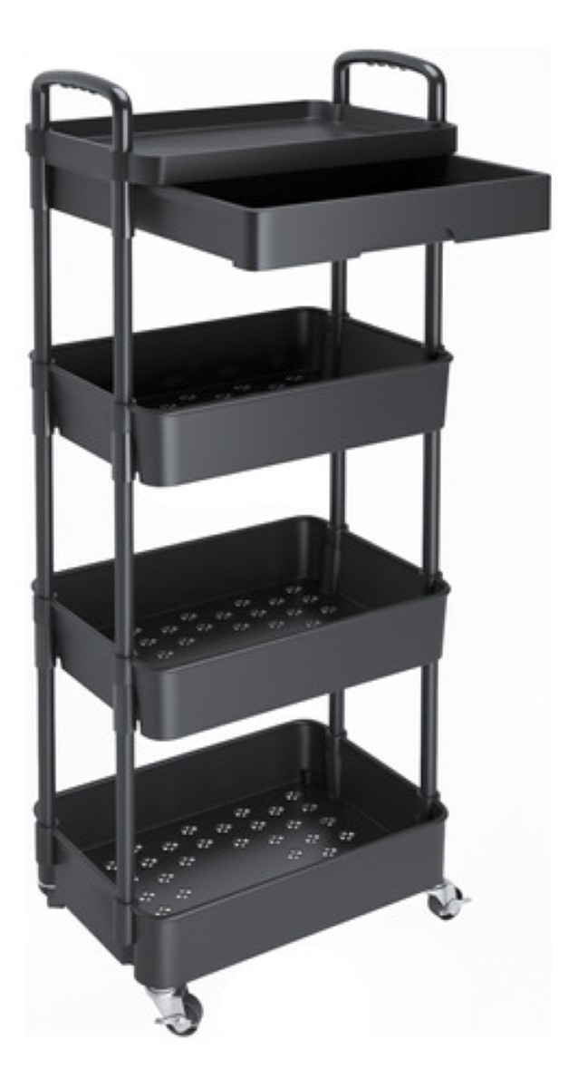 "Carrito Organizador 4 Niveles Multiusos Estantes Con Cajón "