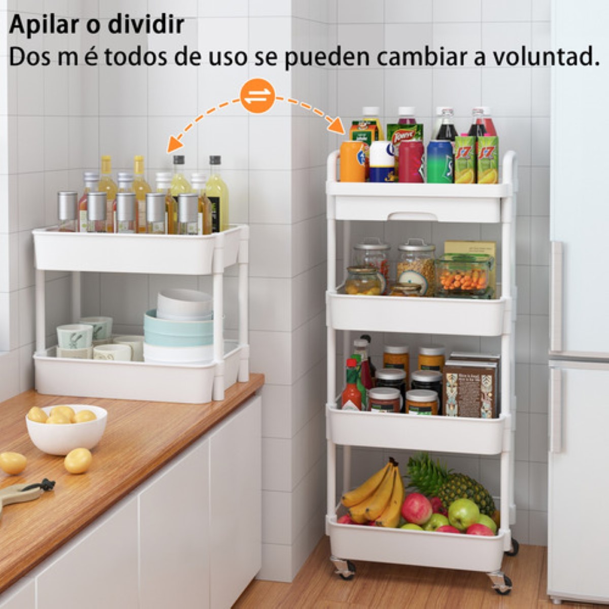"Carrito Organizador 5 Niveles Estantes Multifuncionales  Blanco  "
