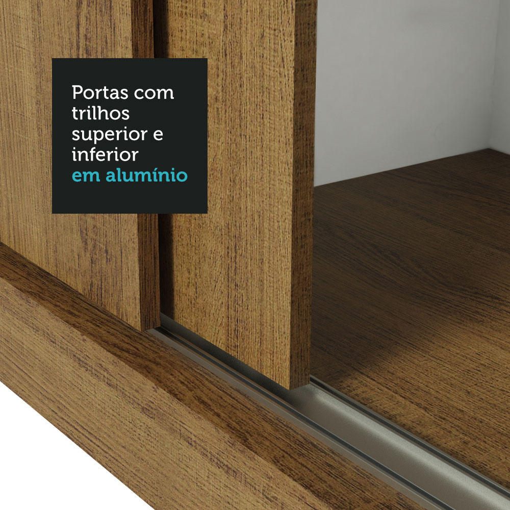 Ropero Closet Madesa Reno con 3 Puertas Corredizas y Espejo Rustic.