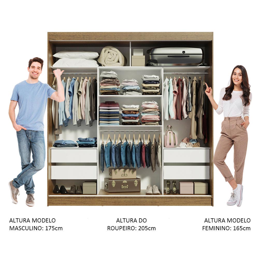 Ropero Closet Madesa Reno con 3 Puertas Corredizas y Espejo Rustic.