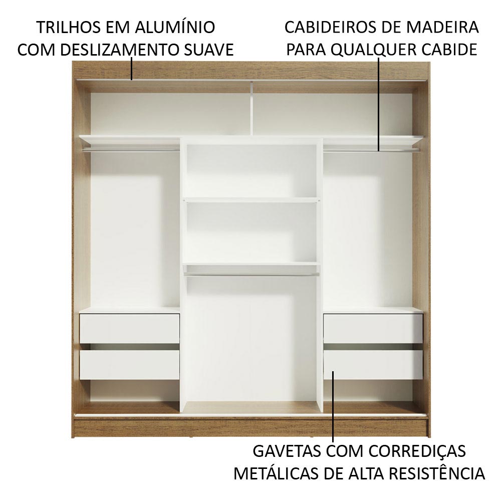 Ropero Closet Madesa Reno con 3 Puertas Corredizas y Espejo Rustic.
